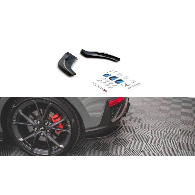 Maxton - Lames De Pare-Chocs Arrière Latérales V.2 Hyundai I30 N Hatchback Mk3 Facelift Noir Brillant