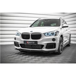 Maxton - Lame Du Pare-Chocs Avant V.1 BMW X1 M-Pack F48 Noir Brillant