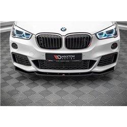 Maxton - Lame Du Pare-Chocs Avant V.1 BMW X1 M-Pack F48 Noir Brillant