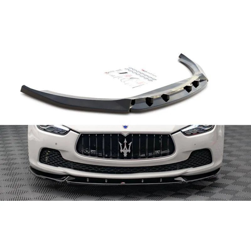 Maxton - Lame Du Pare-Chocs Avant V.2 Maserati Ghibli Mk3 Noir Brillant