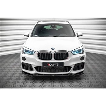Maxton - Lame Du Pare-Chocs Avant V.2 BMW X1 M-Pack F48 Noir Brillant