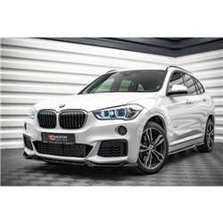 Maxton - Lame Du Pare-Chocs Avant V.2 BMW X1 M-Pack F48 Noir Brillant