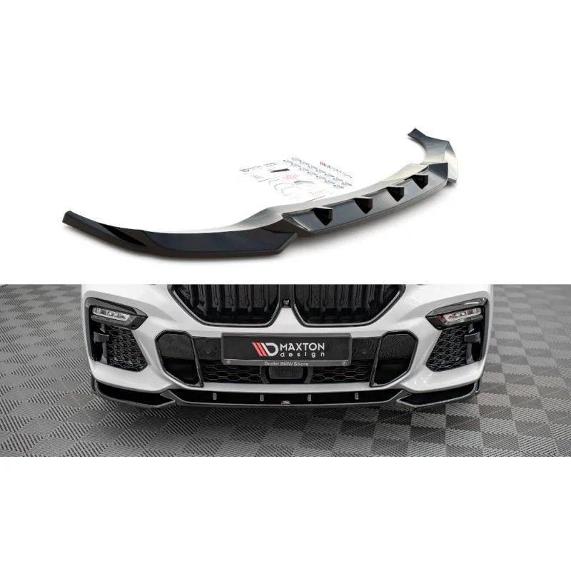 Maxton - Lame Du Pare-Chocs Avant V.1 BMW X6 M-Pack G06 Noir Brillant