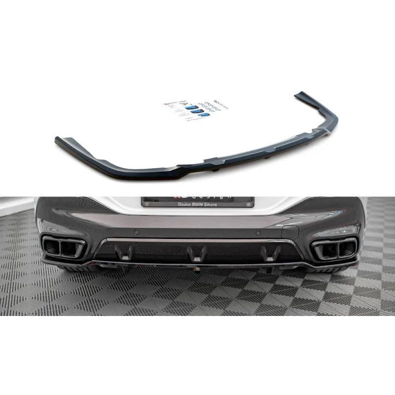 Maxton - Arriere Splitter (avec une barre verticale) V.1 BMW X6 M-Pack G06 Noir Brillant