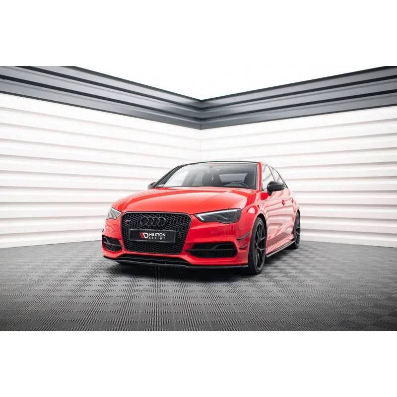 Maxton - Lame Du Pare-Chocs Avant V.2 Audi S3 / A3 S-Line 8V Sedan / Cabrio Noir Brillant
