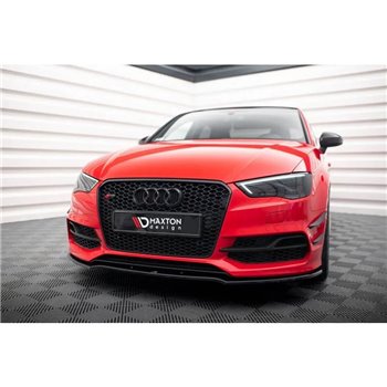 Maxton - Lame Du Pare-Chocs Avant V.2 Audi S3 / A3 S-Line 8V Sedan / Cabrio Noir Brillant
