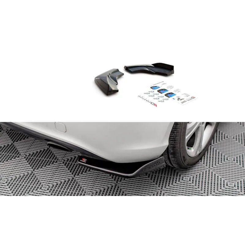 Maxton - Lames De Pare-Chocs Arrière Latérales V.1 Mercedes-Benz A W176 Noir Brillant