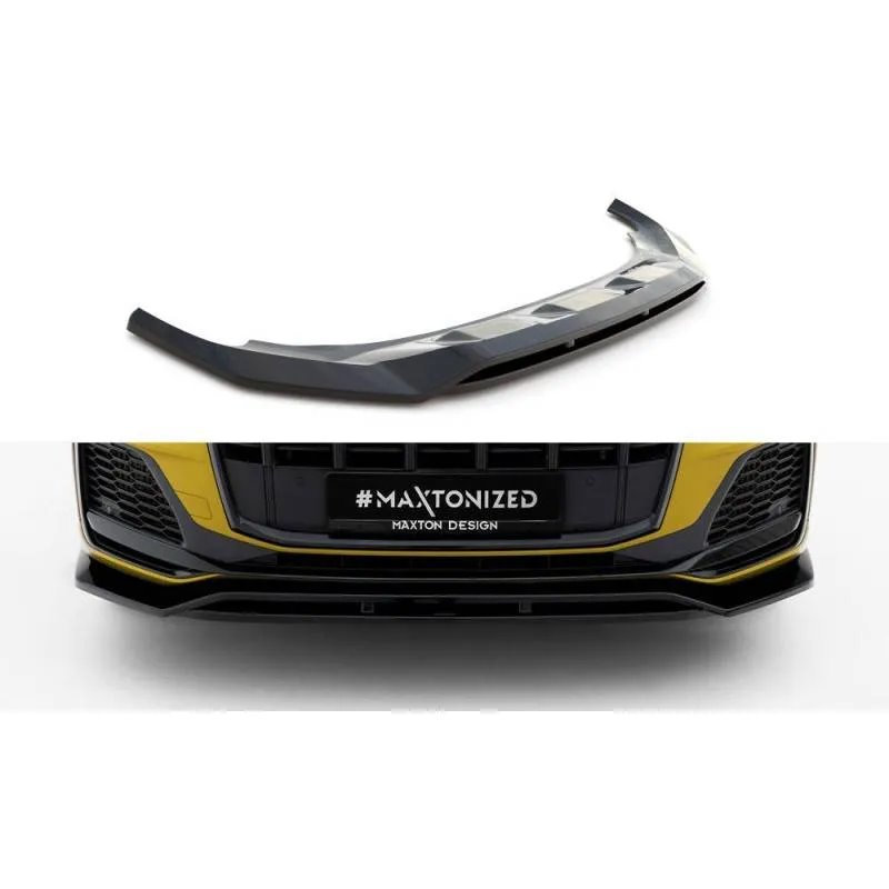 Maxton - Lame Du Pare-Chocs Avant V.1 Audi SQ7 /Q7 S-Line Mk2 (4M) Facelift Noir Brillant