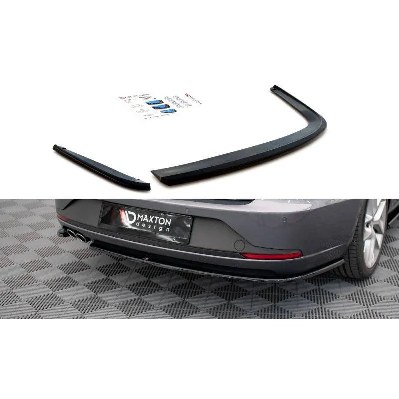 Maxton - Lames De Pare-Chocs Arrière Latérales V.1 Seat Leon FR Sportstourer Mk3 Noir Brillant