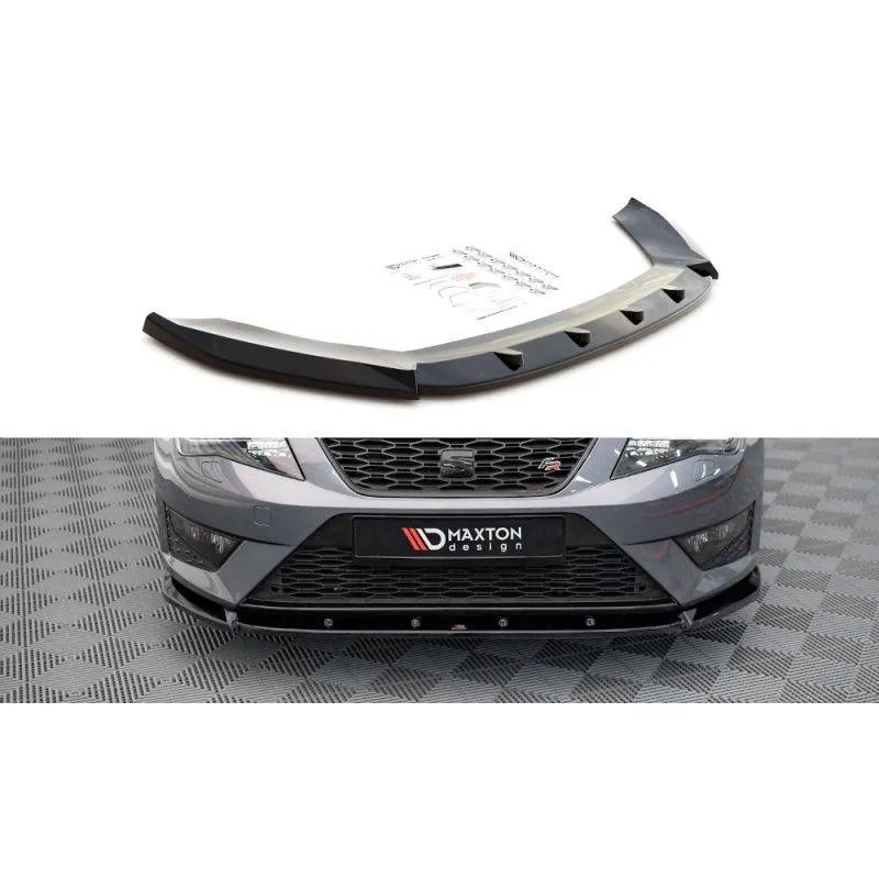 Maxton - Lame Du Pare-Chocs Avant V.1 Seat Leon FR / Cupra Mk3 Noir Brillant