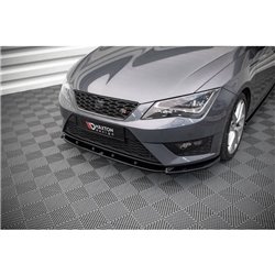 Maxton - Lame Du Pare-Chocs Avant V.1 Seat Leon FR / Cupra Mk3 Noir Brillant