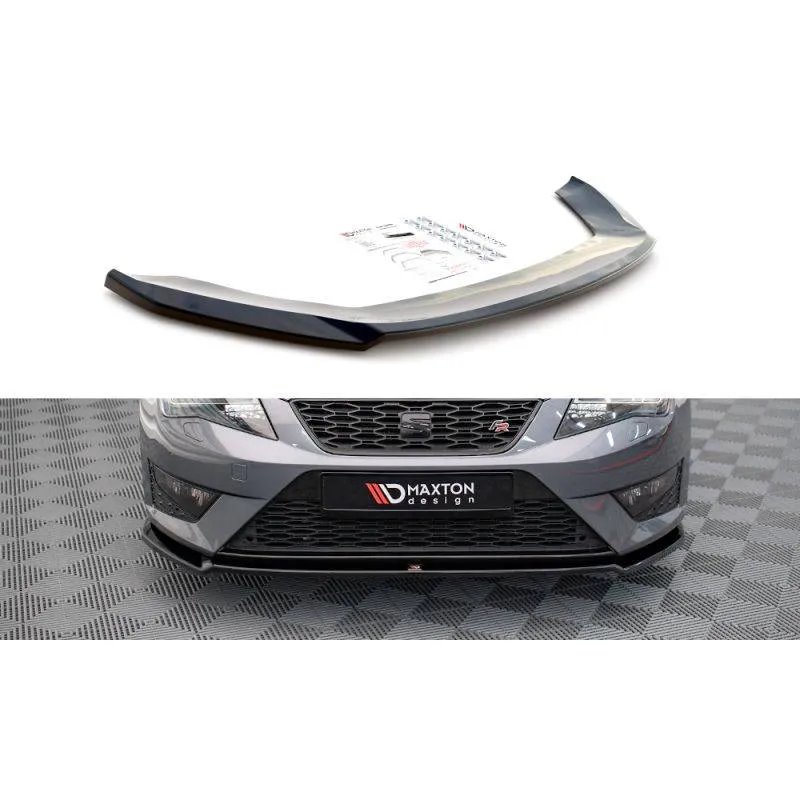 Maxton - Lame Du Pare-Chocs Avant V.2 Seat Leon FR / Cupra Mk3 Noir Brillant