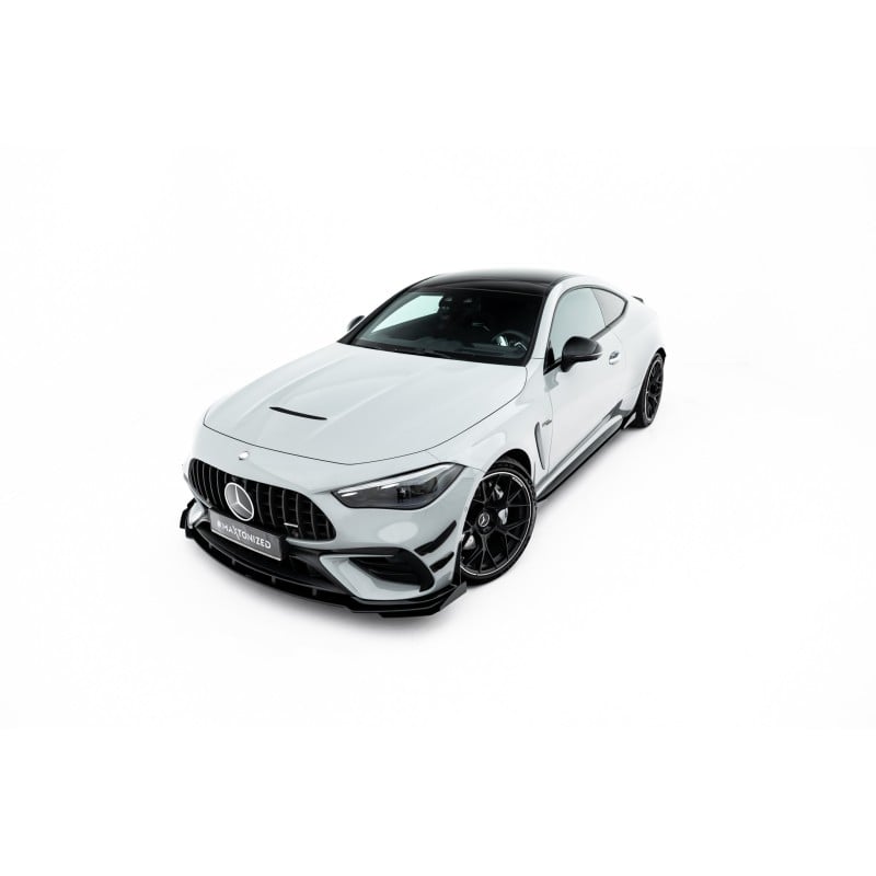 Maxton - Street Pro Lame Du Pare-Chocs Avant Mercedes-AMG CLE 53 Aero C236 Noir-Rouge + Rabats Brillant
