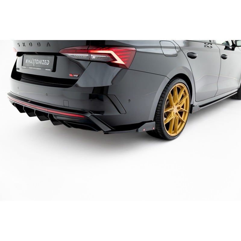 Maxton - Lames De Pare-Chocs Arrière Latérales V.4 + Ailerons Skoda Octavia RS Combi / Liftback Mk4 / Mk4 Facelift
