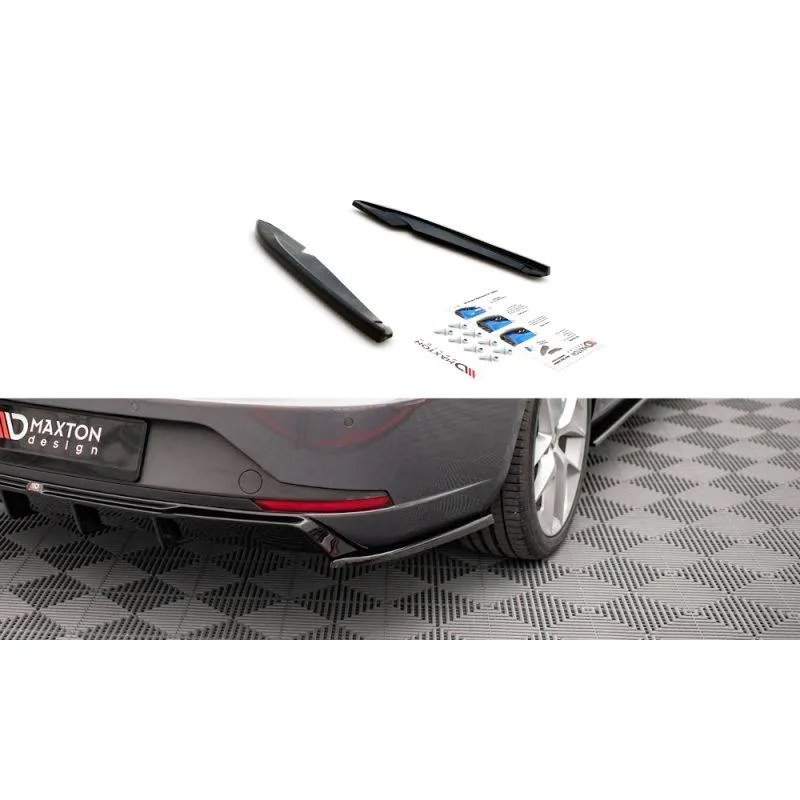 Maxton - Lames De Pare-Chocs Arrière Latérales V.2 Seat Leon FR Sportstourer Mk3 Noir Brillant