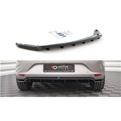 Maxton - Arriere Splitter (avec une barre verticale) Seat Leon Hatchback Mk3 Noir Brillant
