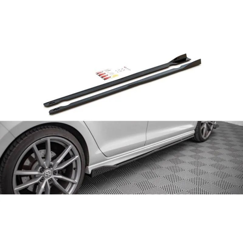 Maxton - Rajouts Des Bas De Caisse V.2 Volkswagen Golf R / R-Line Mk7 Noir Brillant
