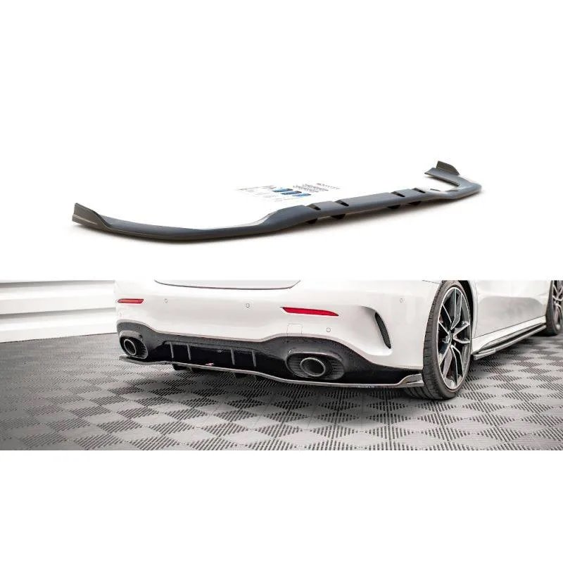 Maxton - Arriere Splitter (avec une barre verticale) V.2 Mercedes A 35 AMG Sedan V177 Noir Brillant