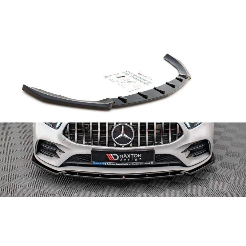 Maxton - Lame Du Pare-Chocs Avant V.4 Mercedes A35 AMG / AMG-Line W177 Noir Brillant