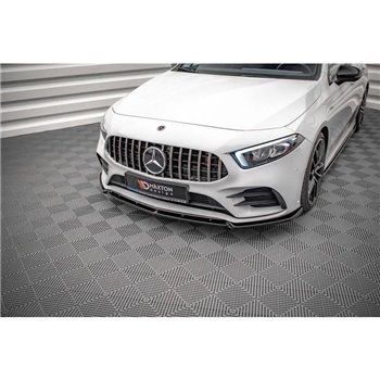 Maxton - Lame Du Pare-Chocs Avant V.4 Mercedes A35 AMG / AMG-Line W177 Noir Brillant