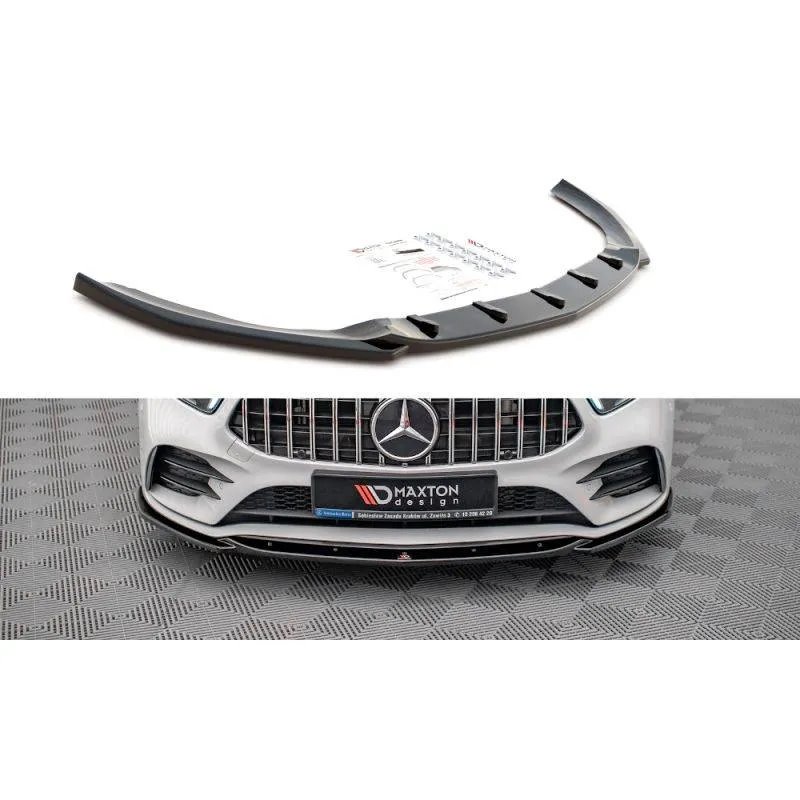 Maxton - Lame Du Pare-Chocs Avant V.5 Mercedes A35 AMG / AMG-Line W177 Noir Brillant
