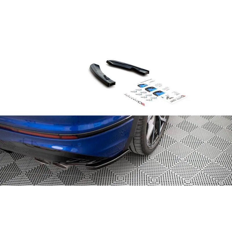 Maxton - Lames De Pare-Chocs Arrière Latérales Volkswagen Tiguan R Mk2 Facelift Noir Brillant