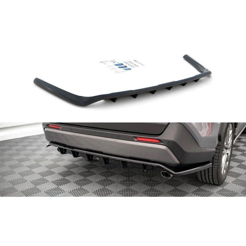 Maxton - Arriere Splitter (avec une barre verticale) Toyota RAV4 Mk5 Noir Brillant