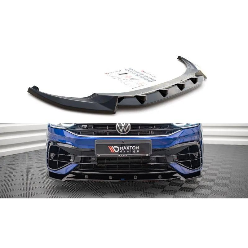 Maxton - Lame Du Pare-Chocs Avant V.2 Volkswagen Tiguan R / R-Line Mk2 Facelift Noir Brillant
