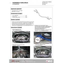Barre anti-rapprochement arrière Scion FR-S, Subaru BRZ, Toyota 86