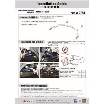Barre stabilisatrice avant Honda City, Fit