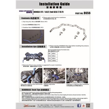 Barre stabilisatrice avant Honda Fit