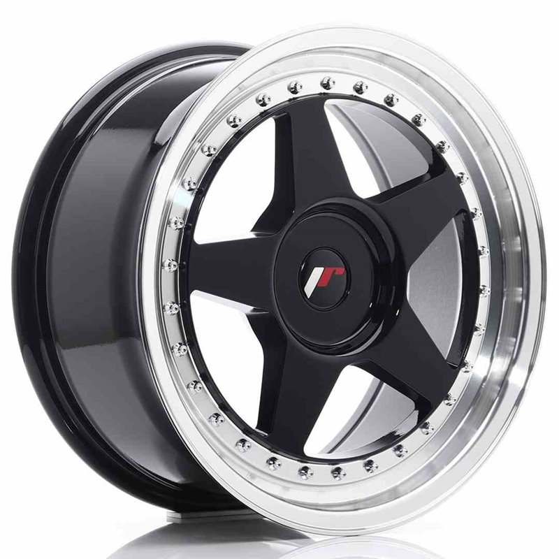 JR Wheels JR6 17x8 ET35 BLANK Glossy Black w/Machined Lip JR Wheels JR6 17x8 ET35 BLANK Glossy Black w/Machined Lip