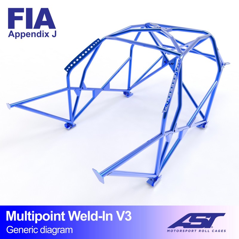 Arceau de Sécurité VW Golf (Mk4) 3-portes Compacte Traction Multipoints arceau à souder V3