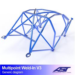 Arceau de Sécurité NISSAN Skyline (R34) 2-portes Coupe Multipoints arceau à souder V3