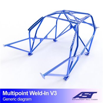 Arceau de Sécurité VW Golf (Mk4) 5-portes Compacte Traction Multipoints arceau à souder V3